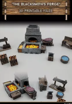 Blacksmith Forge and Workshop - 28mm gaming - Sample items