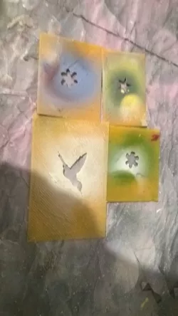 Stencils flowers , star and bird