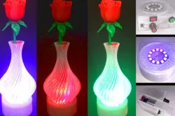 Valentine Vase Dazzler: Color LED Light Base for Valentines Vase & Flowers