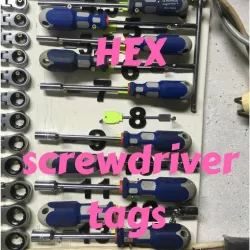 Hex socket wrench screwdriver pegboard tags