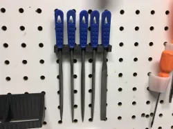 Small hand file set holder for pegboard