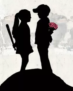 Banksy: mace and flowers