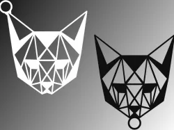 Low-poly styled cat keychain