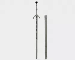 Mastercrafted Wolven Silver Sword (v2) & Scabbard - The Witcher