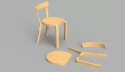 Artek Alvar Aalto Chair 69 1:12 for doll house
