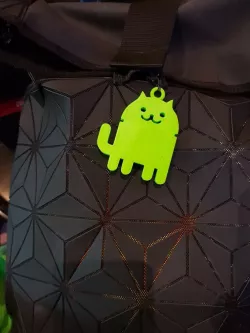 Android N Easter Egg CAT with hole for keychain
