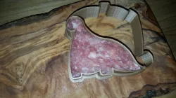 Dinosaur meat form, ham, bread and cookie cutter