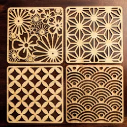 Laser Cut Japanese Pattern Coasters