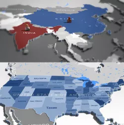 3d world map and usa map 3D model