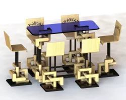 Bar table with chairs for exhibition kiosk