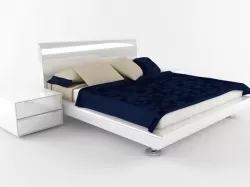 Bed with bedside table 3D model