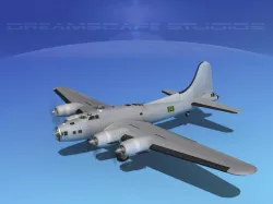 Boeing B-17F Bare Metal MP 3D model