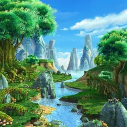 Cartoon River Scene 3D model