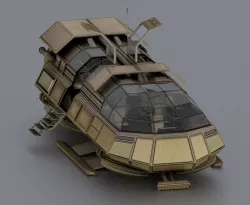 Futuristic Transport Shuttle Rigged Low-poly  3D model