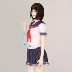Mariko schoolgirl pose 05 3D model