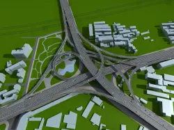 Multilevel crossing bridge 001 3D model