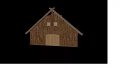 Viking Great Hall  With interior  Low-poly  3D model