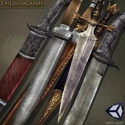 3 Medieval Knives Low-poly  3D model