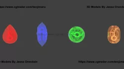 3D Elemental Gems 3D model