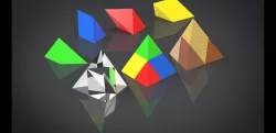 »3D-Puzzle Of A Triangular Pyramid With 4 Prismatic Parts«