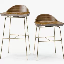 Bassam Fellows Spindle Low Back Stools Low-poly  3D model