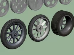 Car and motorcycle wheels and tires 3D model