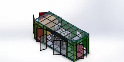 container with transformer and panels