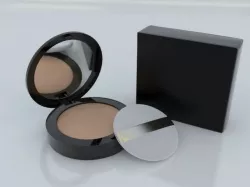 Cosmetic Foundation Powder with Cushion Puff and Box 3D model