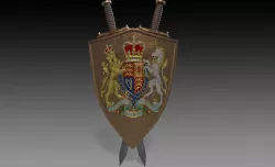 Crossed Swords and Shield wall decoration 3D model