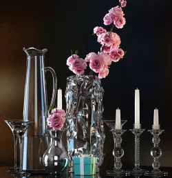 Decorative vase set 3D model