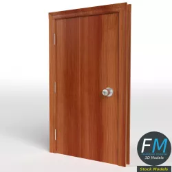 Flush Door with Frame Low-poly  3D model