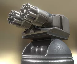 Futuristic Gatling Gun Tower Animated 3D model