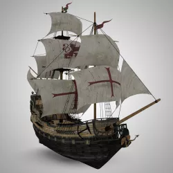 Galleon Sailing Pirate Ship Black Pearl 3D model