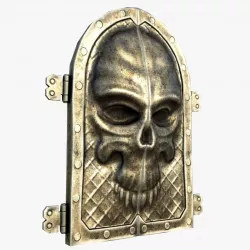 Gate with a Skull Ornament Low-poly  3D model