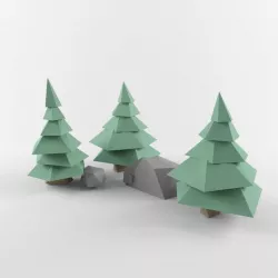 Low Poly Christmas Tree and Rocks Low-poly  3D model