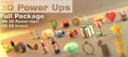 Mobile Power Ups Full Package Low Poly Set Pack Low-poly  3D model