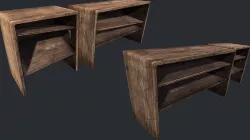 Old Wooden Bookcase Low-poly  3D model