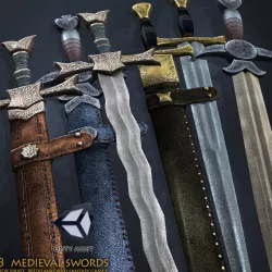 One-Handed Medieval Swords Low-poly  3D model