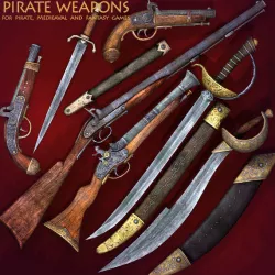 Pirate Weapons Collectuion Low-poly  3D model
