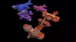 pixel art of aircraft Low-poly  3D model