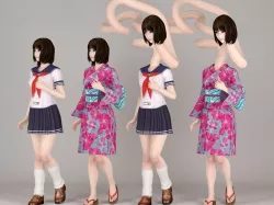Rokurokubi girl Mariko pose 01 3D model