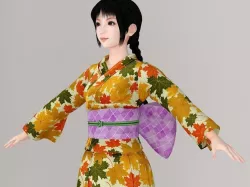 T pose nonrigged model of Kumiko in kimono 3D model