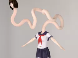 T pose nonrigged model of rokurokubi girl Mariko 3D model