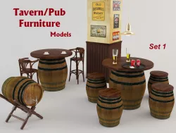 Tavern Furniture 1 Low-poly  3D model