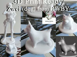 3D PRINT READY!! Zwei (dog) from RWBY