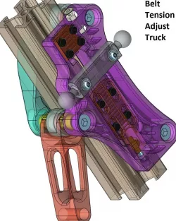 Belt Tension Adjust Truck for SeeMeCNC Ball Joint System and 1"x1" Extrusion