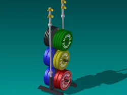 Desktop Olympic Weight Set (Bumper Plates, Barbell, Clips & Weight Tree)