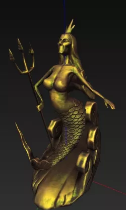 Mermaid Sculpture with Trident