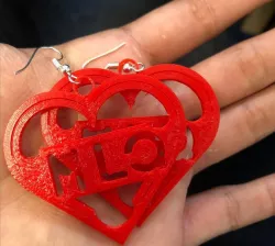 Basic Initial in Heart Earrings