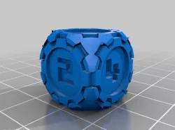 D6 Futuristic Rounded Gears Dice - Numbers